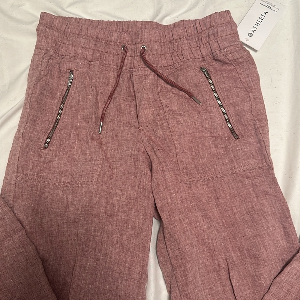 3/$125 NWT Athleta Cabo Linen Pant Size 2 tall - Picture 3 of 5